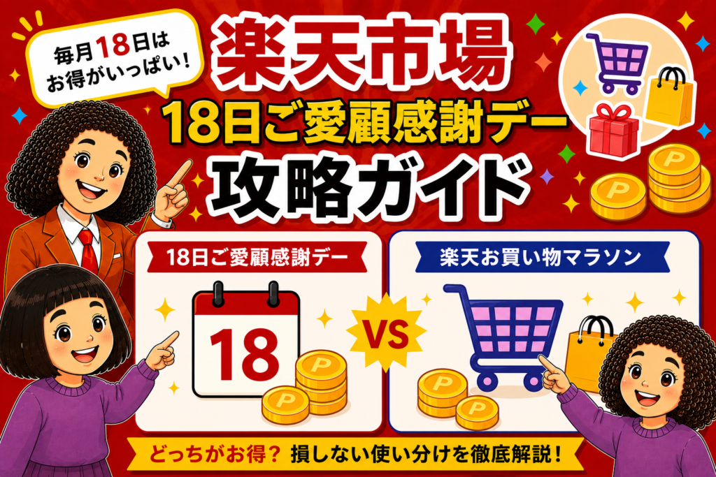 楽天市場「18日の日（ご愛顧感謝デー）」完全攻略  〜お買い物マラソンとどっちがお得？