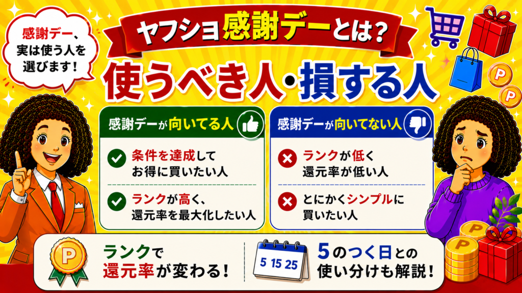 ヤフショ感謝デーとは？毎月11・22日の仕組み・ランク別還元率・5のつく日との使い分けを完全解説【2026年版】