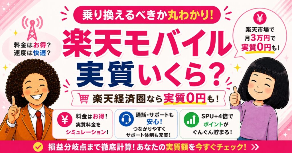 楽天モバイルは楽天経済圏ユーザーなら実質いくら？損益分岐点を計算してみた