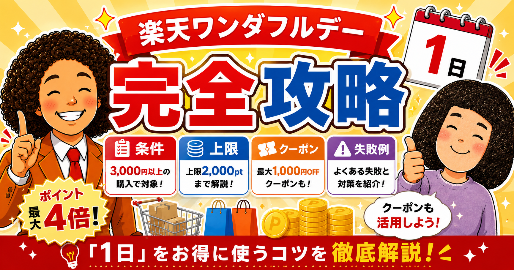 楽天ワンダフルデー完全攻略｜条件・上限・クーポン・失敗例まとめ
