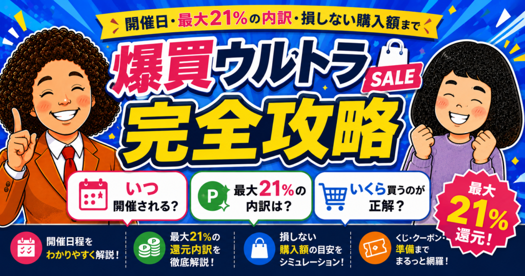 爆買ウルトラSALE攻略｜最大21%の内訳と損しない購入額・くじ完全ガイド