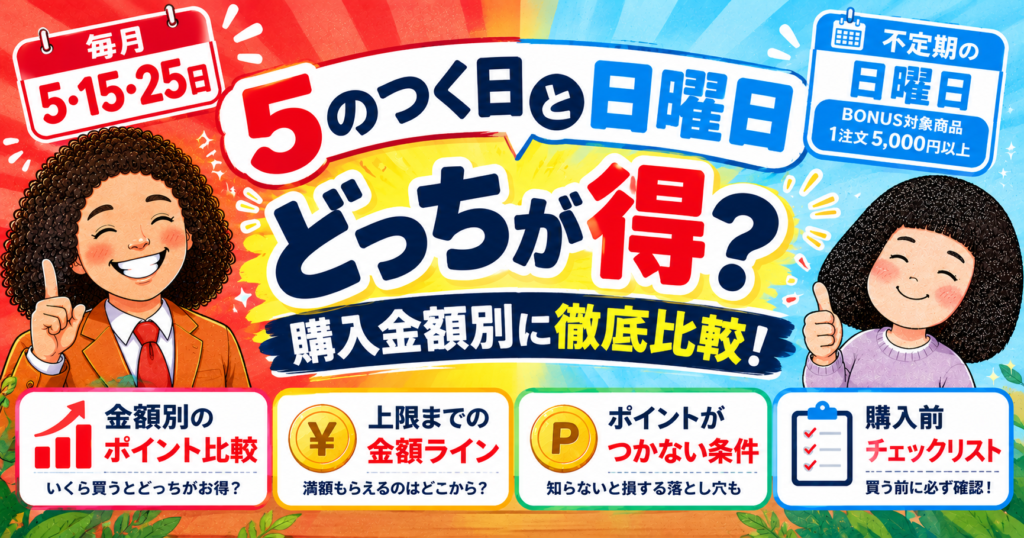 5のつく日と日曜日はどっちが得？購入金額別の正解と落とし穴