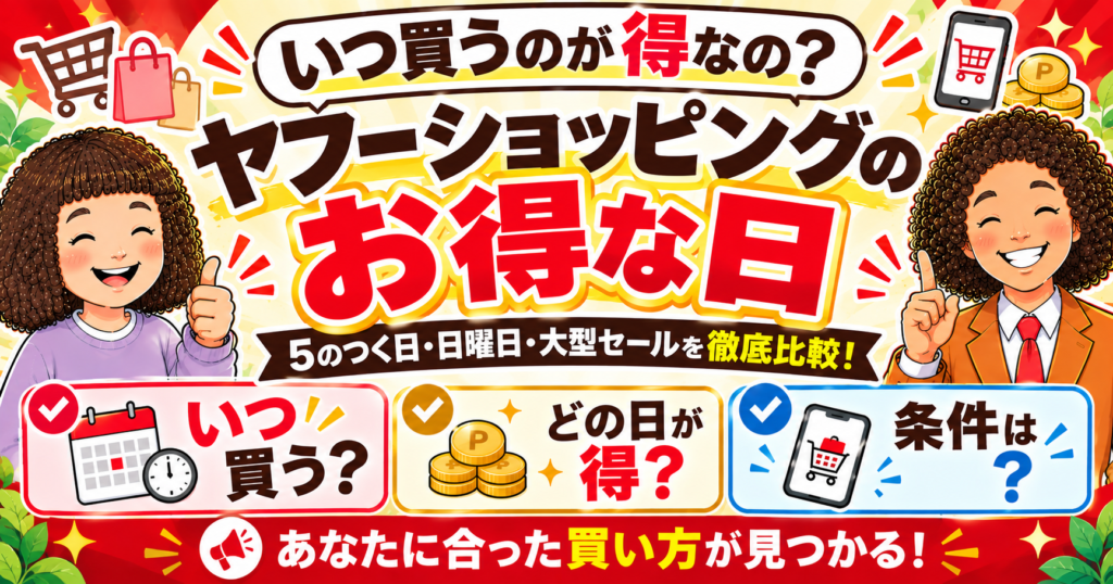 ヤフーショッピングの一番お得な日はいつ？今月の開催日と使い分け